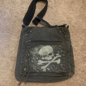 Skull and cross bones cross body bag/bookbag